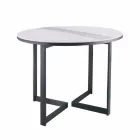 Tavolino da Salotto Rotondo in Gres e Metallo Moderno Made in Italy - Albert Viadurini