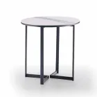 Tavolino da Salotto Rotondo in Gres e Metallo Moderno Made in Italy - Albert Viadurini