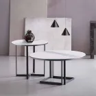 Tavolino da Salotto Rotondo in Gres e Metallo Moderno Made in Italy - Albert Viadurini