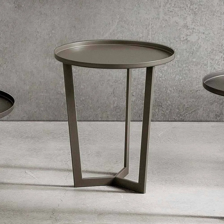 Tavolino da Salotto Rotondo in Metallo Verniciato Made in Italy, di Lusso - Mina Viadurini