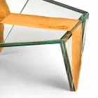 Tavolino da Salotto Sagomato in Vetro e Legno Realizzato in Italia - Mumbai Viadurini
