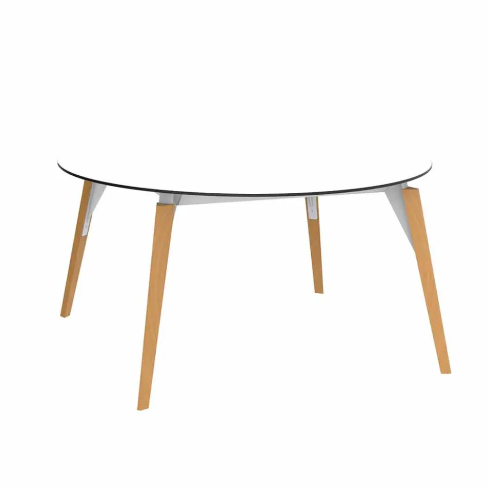 Tavolino da Salotto Tondo in Legno e Piano Hpl in 2 Misure - Faz Wood by Vondom Viadurini
