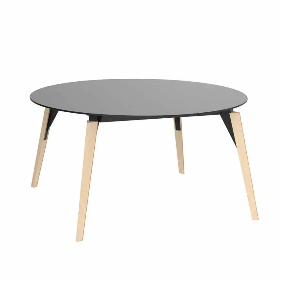 Tavolino da Salotto Tondo in Legno e Piano Hpl in 2 Misure - Faz Wood by Vondom Viadurini