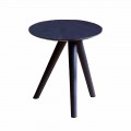 Tavolino da Salotto Tondo in Legno Laccato Grigio Nero Made in Italy - Stoccarda