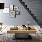Tavolino da Salotto Trasformabile in Legno e Acciaio Made in Italy - Demetro Viadurini