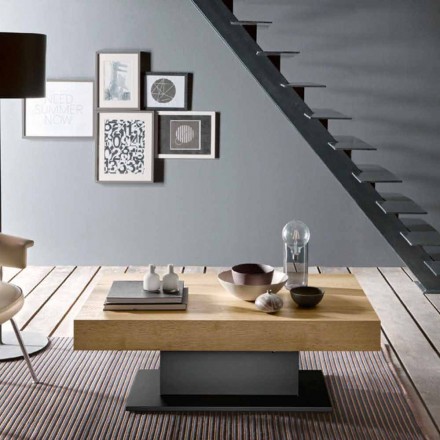 Tavolino da Salotto Trasformabile in Legno e Acciaio Made in Italy - Demetro Viadurini