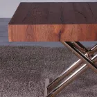 Tavolino da Salotto Trasformabile in Legno e Metallo Made in Italy - Patroclo Viadurini
