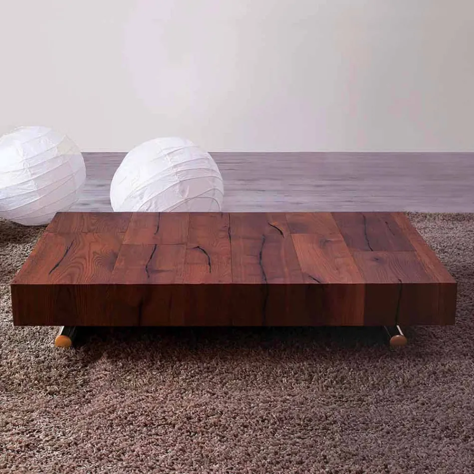 Tavolino da Salotto Trasformabile in Legno e Metallo Made in Italy - Patroclo Viadurini