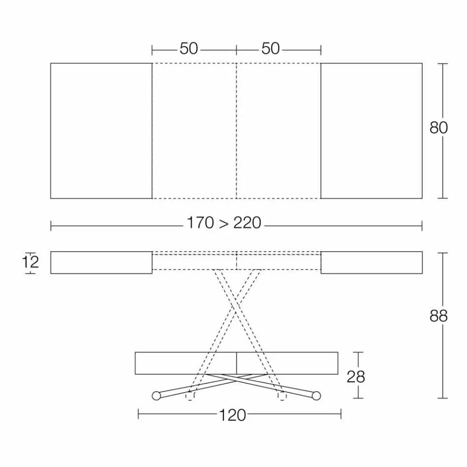 Tavolino da Salotto Trasformabile in Legno e Metallo Made in Italy - Patroclo Viadurini