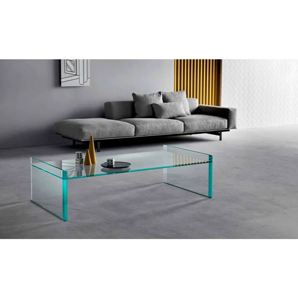 Tavolino da Salotto Vetro Extrachiaro con Bisellatura Made in Italy – Imperativo Viadurini