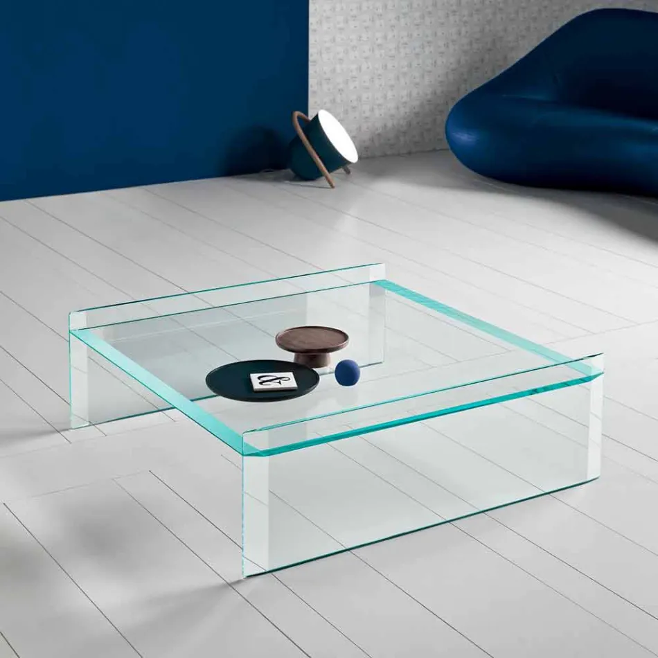 Tavolino da Salotto Vetro Extrachiaro con Bisellatura Made in Italy – Imperativo Viadurini