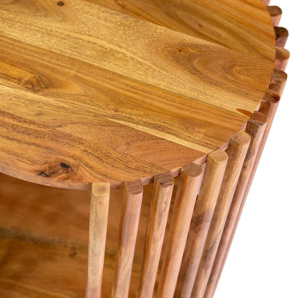 Tavolino da Soggiorno Realizzato in Legno di Acacia - Vortice Viadurini