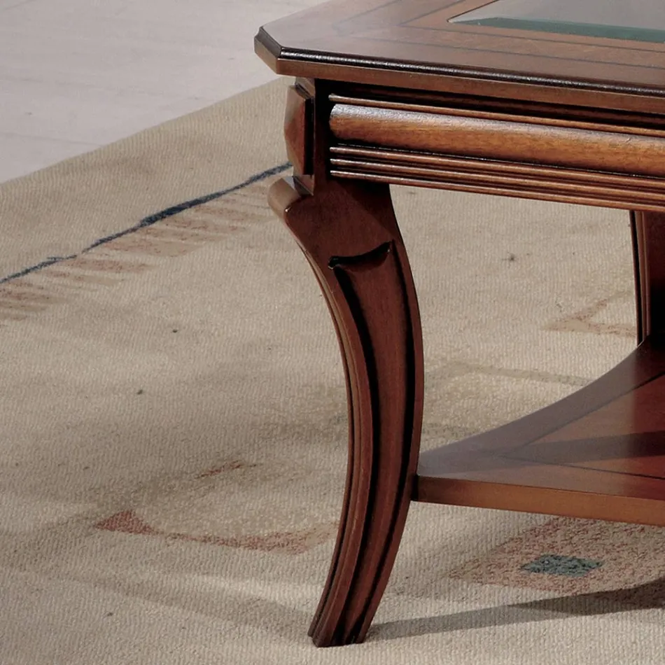 Tavolino da Soggiorno Rettangolare con Piano in Vetro Made in Italy - Gaol Viadurini