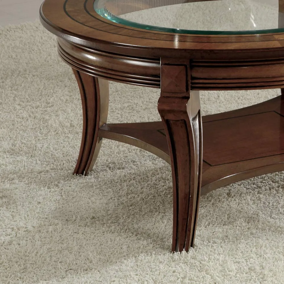 Tavolino da Soggiorno Rotondo con Piano in Vetro Made in Italy - Onatha Viadurini