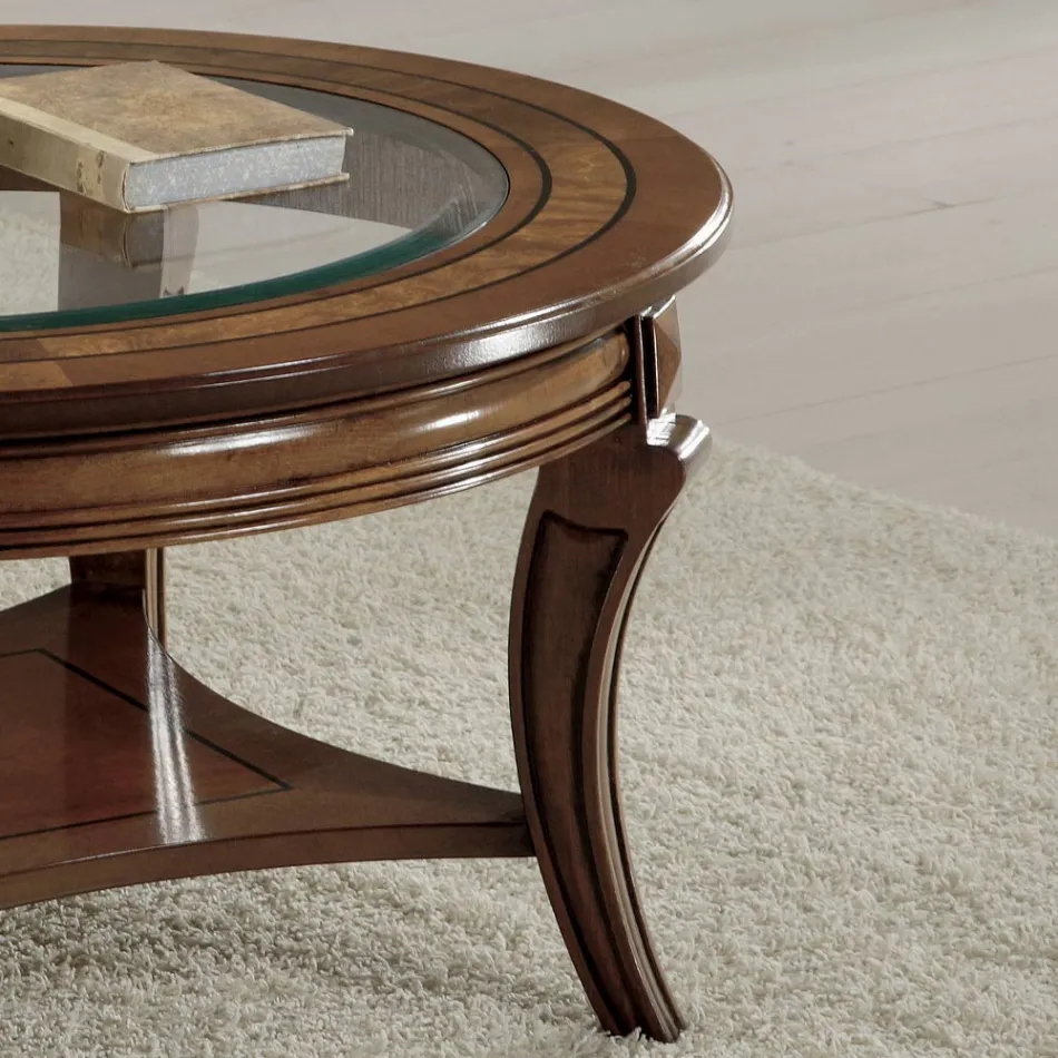 Tavolino da Soggiorno Rotondo con Piano in Vetro Made in Italy - Onatha Viadurini