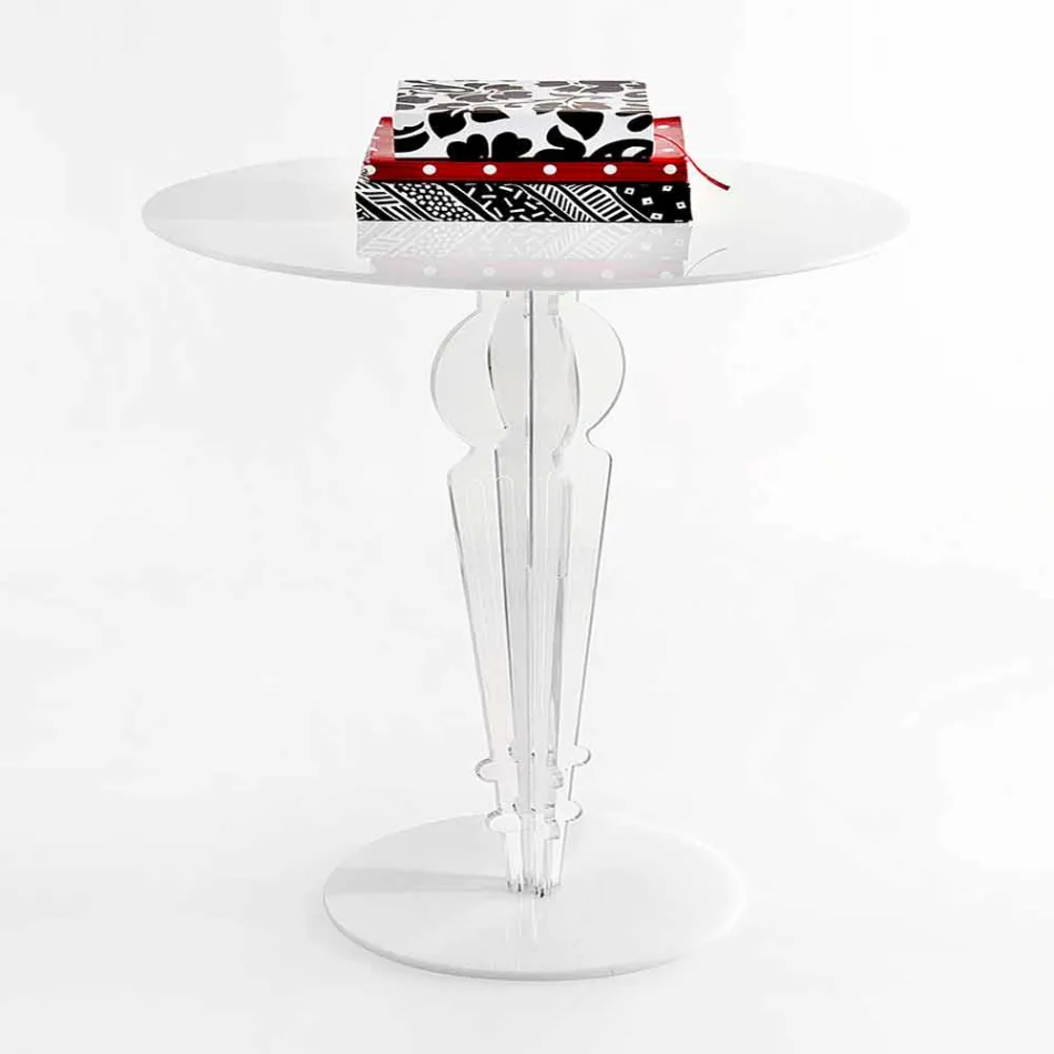 Tavolino design classico, in cristallo acrilico H 64cm, Cles   Viadurini