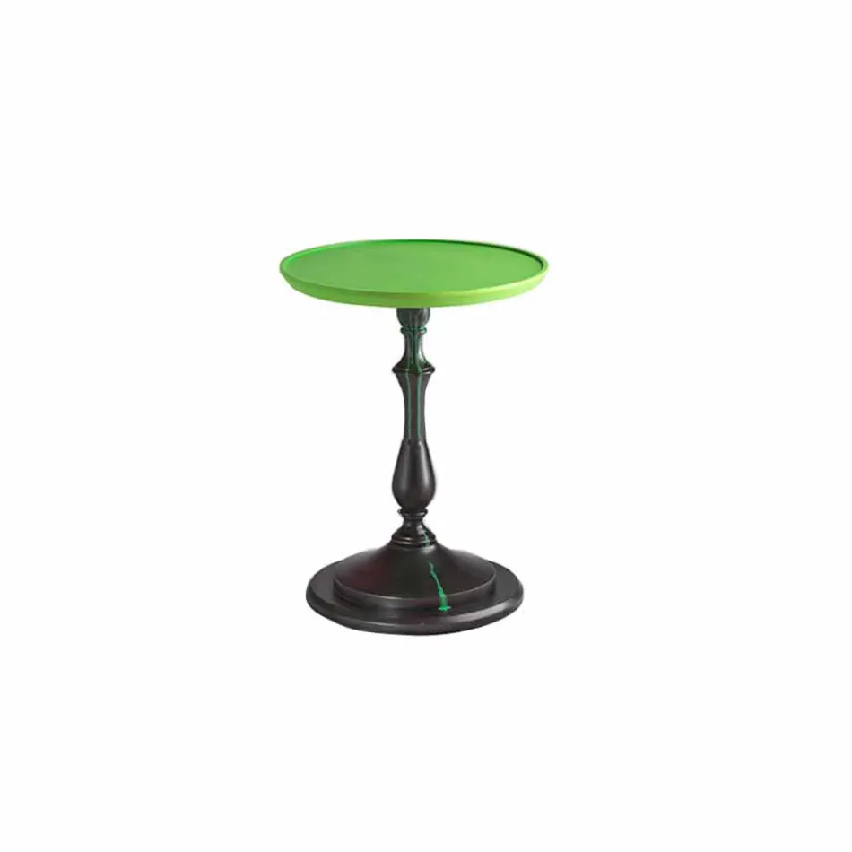Tavolino design da salotto con piano laccato verde, diametro 50cm, Nik Viadurini