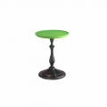 Tavolino design da salotto con piano laccato verde, diametro 50cm, Nik