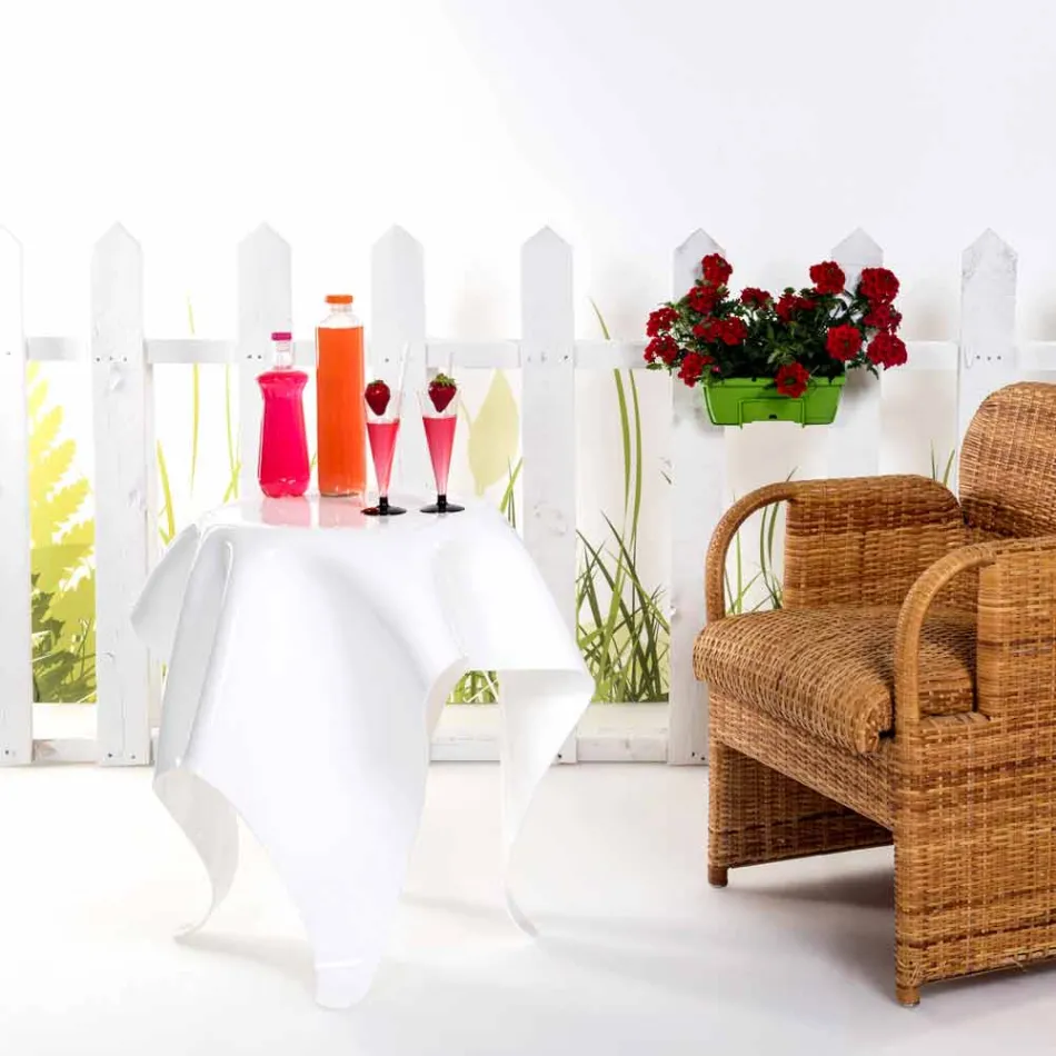 Tavolino design moderno in plexiglass bianco Otto, made in Italy Viadurini