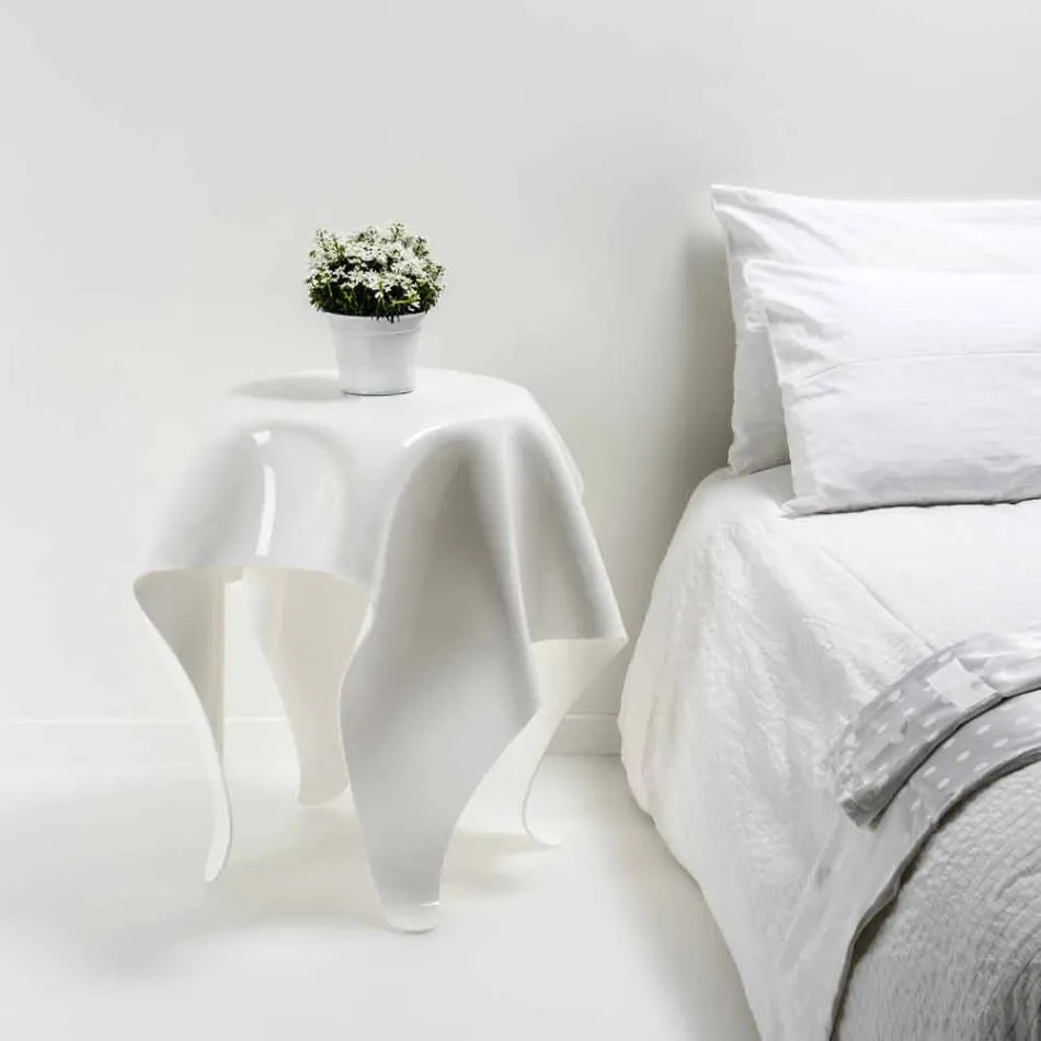 Tavolino design moderno in plexiglass bianco Otto, made in Italy Viadurini