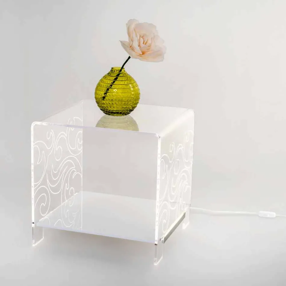 Tavolino di design in plexiglass con luce led made in Italy, Chiusi Viadurini