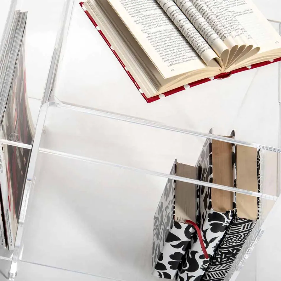 Tavolino di design in plexiglass con tre ripiani made in Italy, Gosto Viadurini