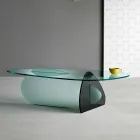 Tavolino di Design in Vetro Trasparente, Fumè ed Acidato Made in Italy – Tac Tac Viadurini