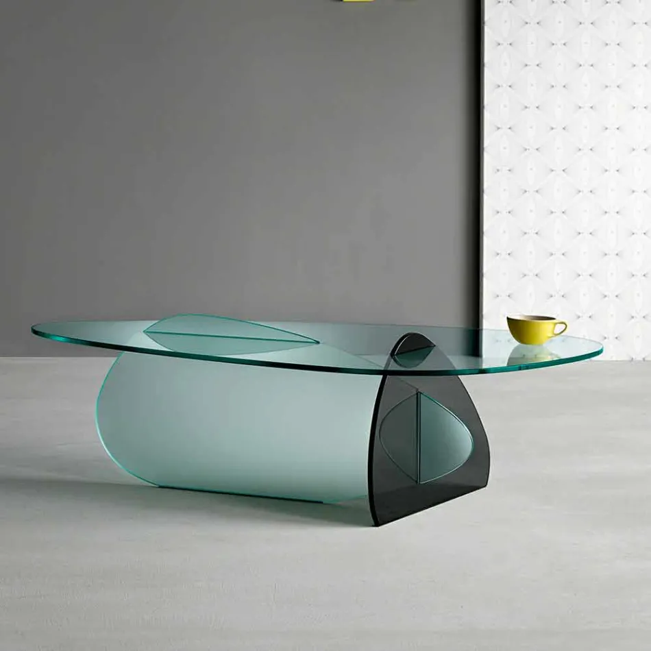 Tavolino di Design in Vetro Trasparente, Fumè ed Acidato Made in Italy – Tac Tac Viadurini