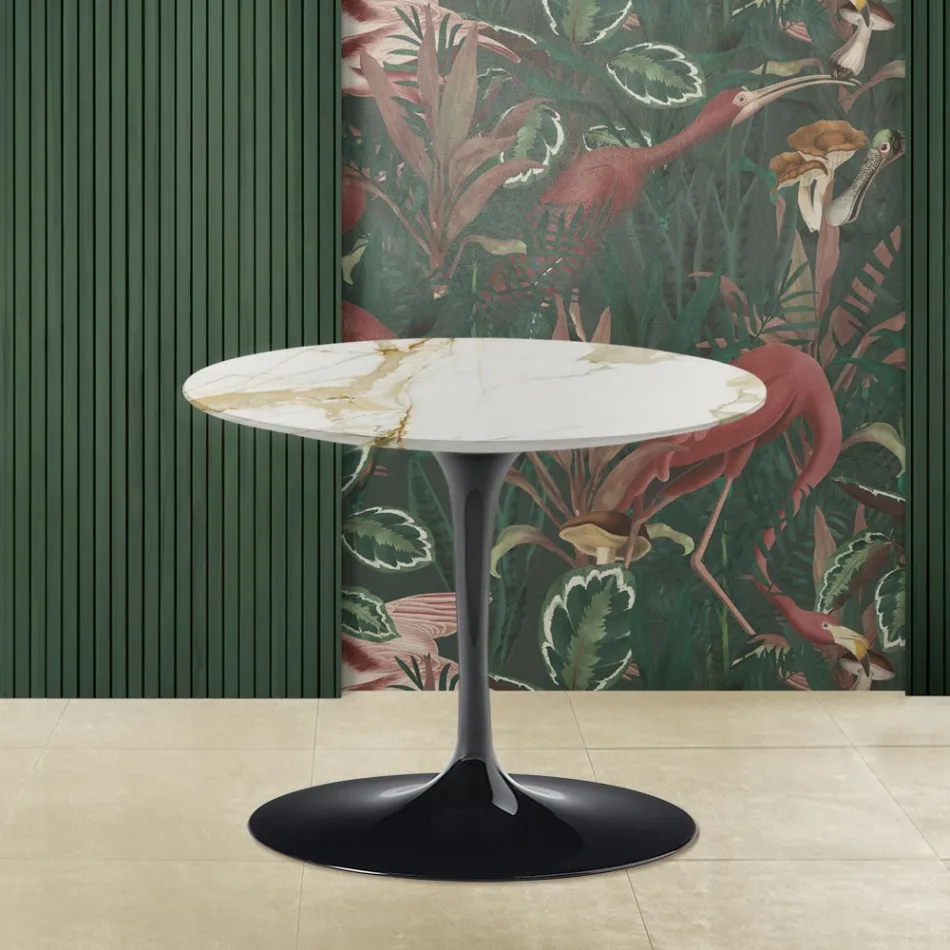 Tavolino Eero Saarinen H 39 con Piano in Marmo Caracatta Oro Made in Italy - Scarlet Viadurini
