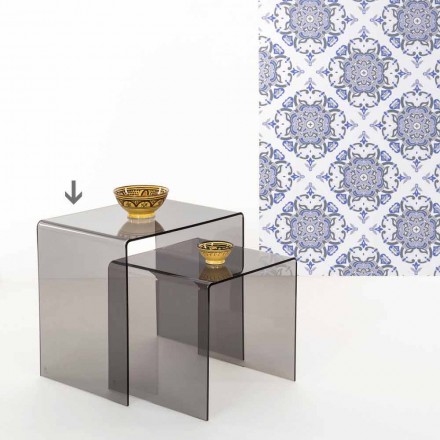 Tavolino fumé design moderno 50x50cm Terry Big, made in Italy Viadurini