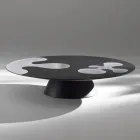 Tavolino in Larice Laccato Nero con Inserti in Inox Satinato - Vergine Viadurini