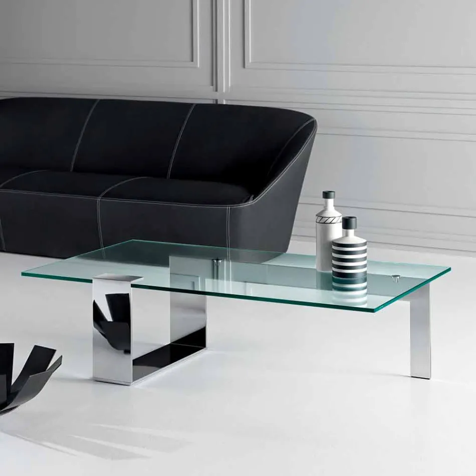 Tavolino in Vetro Extrachiaro da Salotto di Design Moderno Made in Italy – Scoby Viadurini