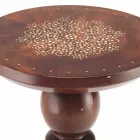 Tavolino lampada con piano decoro in ottone, diametro 45 cm, Sanni Viadurini