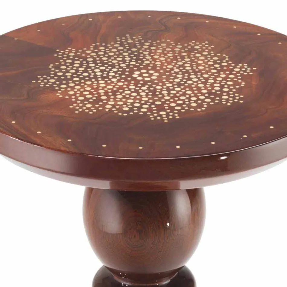 Tavolino lampada con piano decoro in ottone, diametro 45 cm, Sanni Viadurini