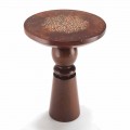 Tavolino di design con piano decoro in ottone, diametro 45 cm, Sanni