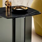 Tavolino Lato Divano da Salotto con Piano in Ceramica e Vetro Fumè - Random Viadurini