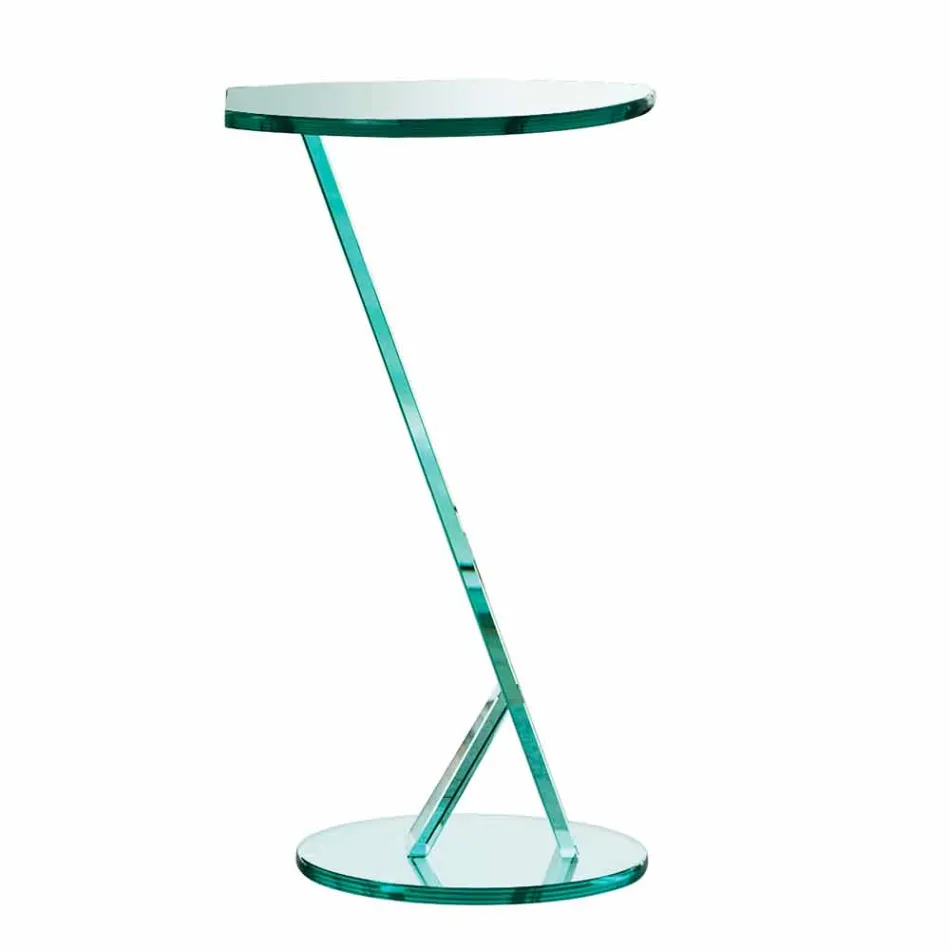 Tavolino Lato Divano da Salotto in Vetro Extrachiaro Made in Italy - Tarzan Viadurini