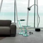 Tavolino Lato Divano da Salotto in Vetro Extrachiaro Made in Italy - Tarzan Viadurini