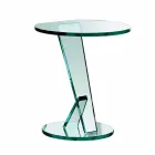 Tavolino Lato Divano da Salotto in Vetro Extrachiaro Made in Italy - Tarzan Viadurini
