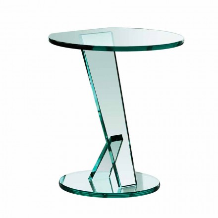 Tavolino Lato Divano da Salotto in Vetro Extrachiaro Made in Italy - Tarzan Viadurini