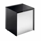 Tavolino Lato Divano o Comodino in Vetro Fumè con Cassetto in Legno - Mantra Viadurini