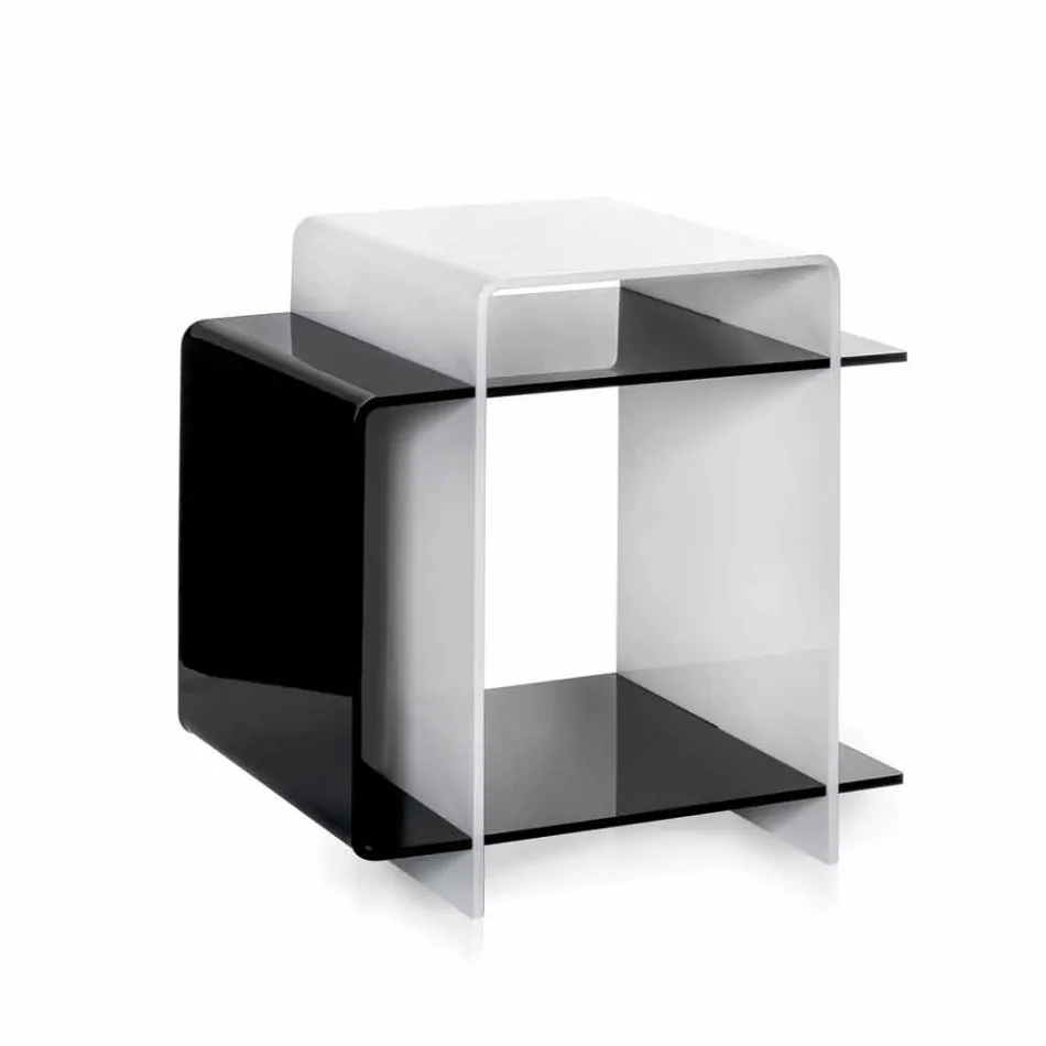 Tavolino moderno a 3 ripiani bianco e nero Gosto made in Italy Viadurini