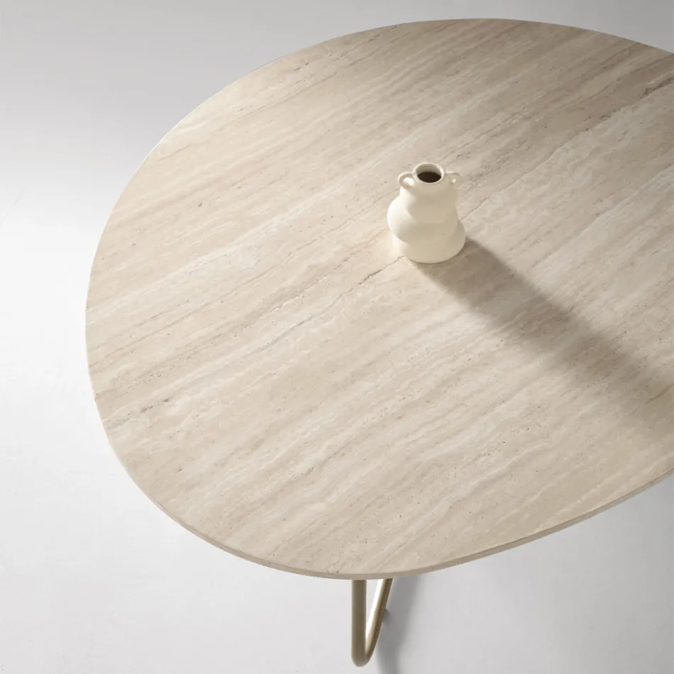 Tavolino Moderno in Mdf e Metallo Verniciato in Diverse Finiture - Relia Viadurini