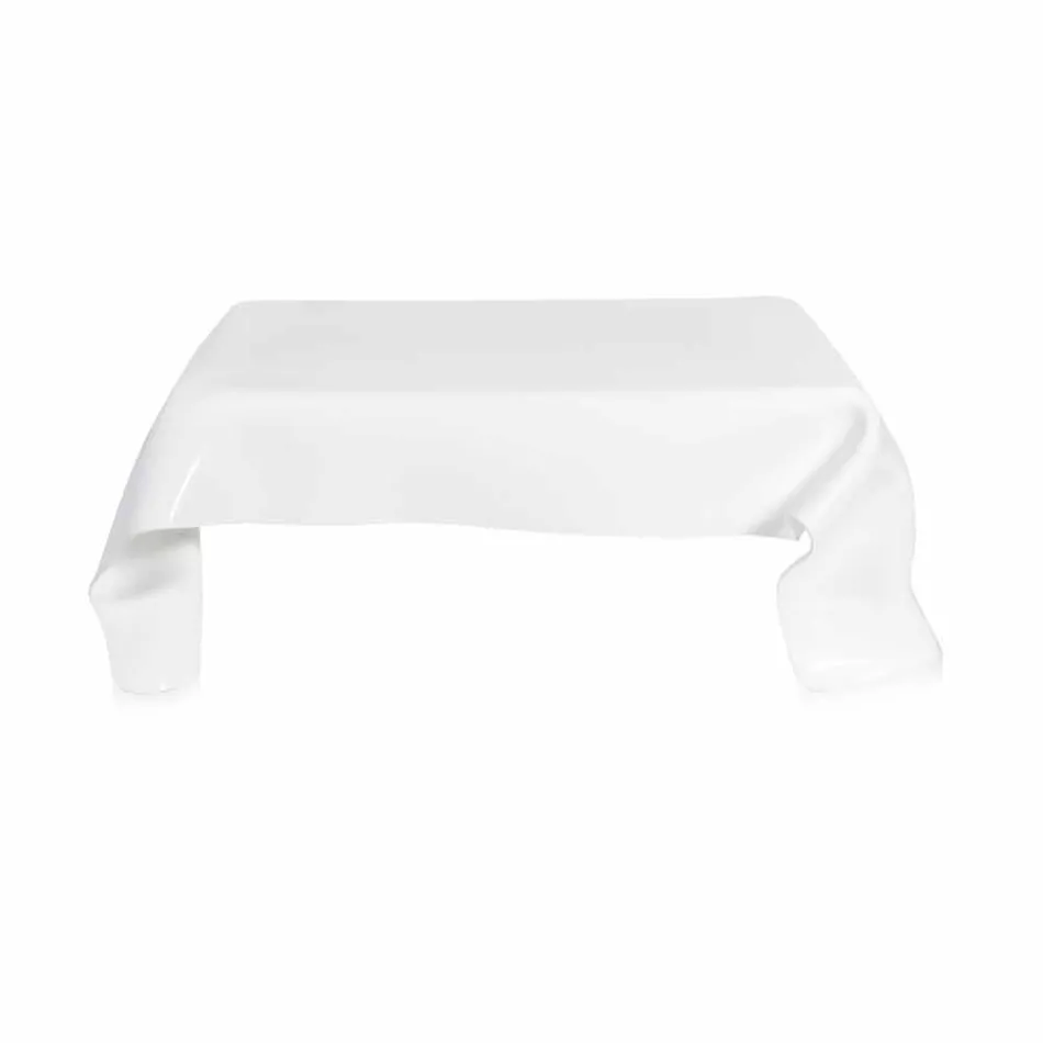Tavolino moderno in plexiglass bianco drappeggiato Asia, made in Italy Viadurini