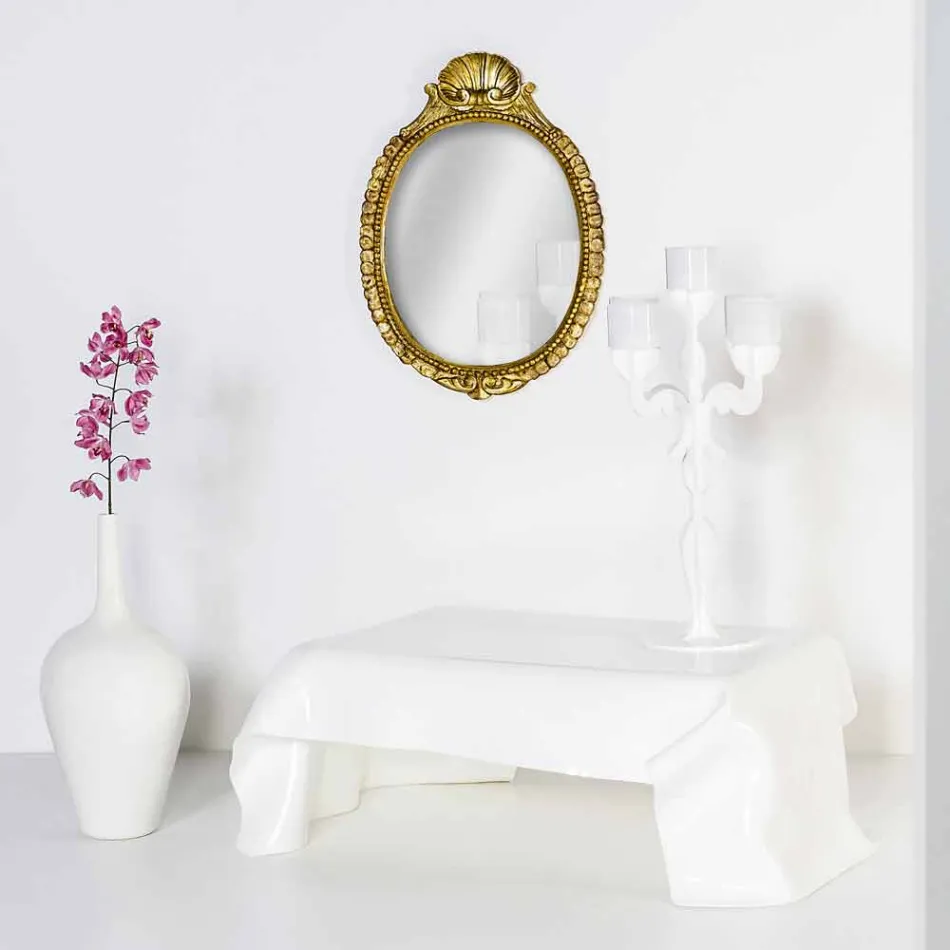 Tavolino moderno in plexiglass bianco drappeggiato Asia, made in Italy Viadurini