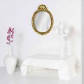 Tavolino moderno in plexiglass bianco drappeggiato Asia, made in Italy