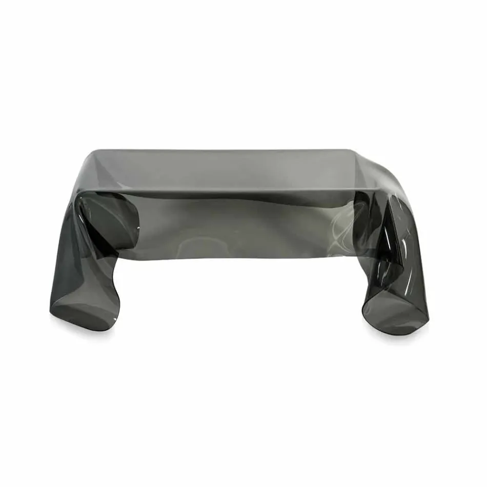 Tavolino moderno in plexiglass fumé drappeggiato Asia, made in Italy Viadurini