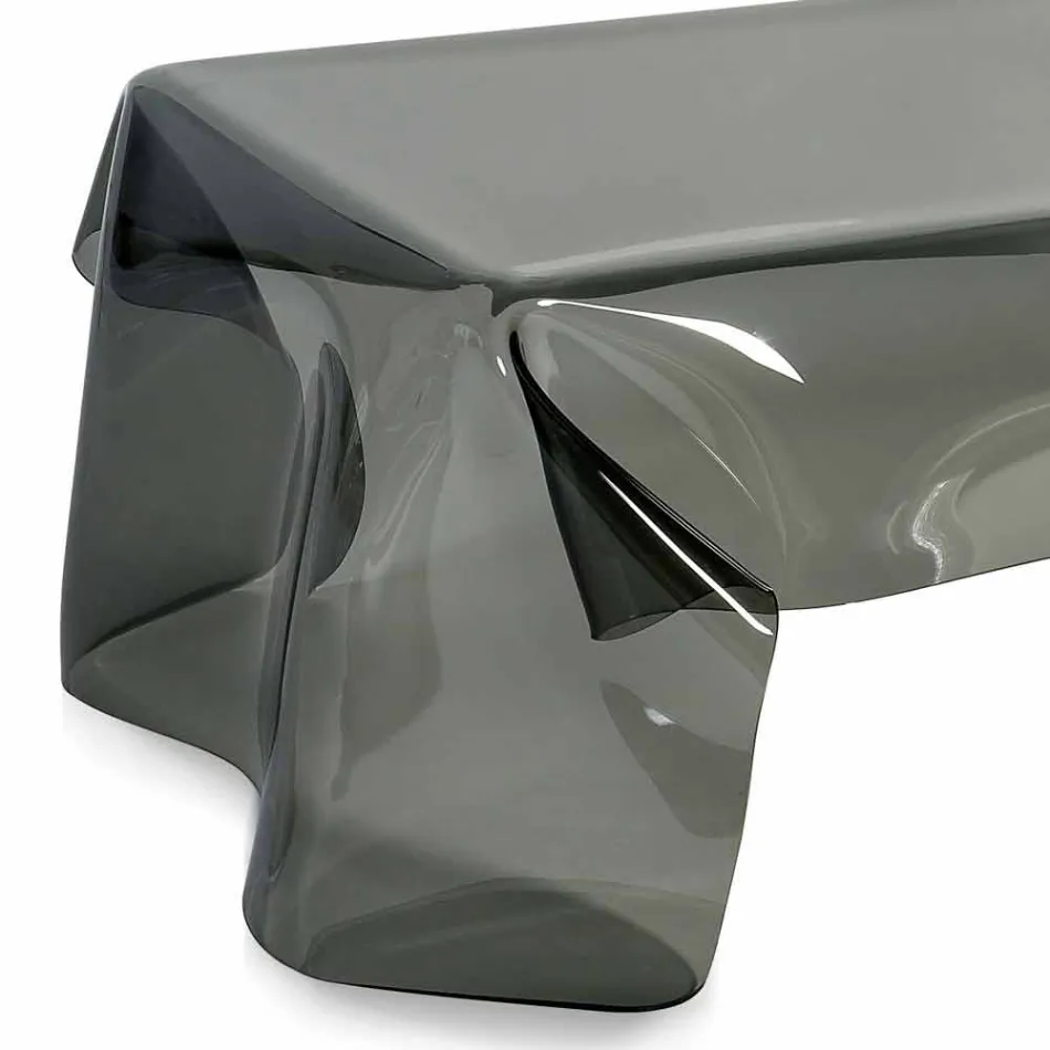 Tavolino moderno in plexiglass fumé drappeggiato Asia, made in Italy Viadurini