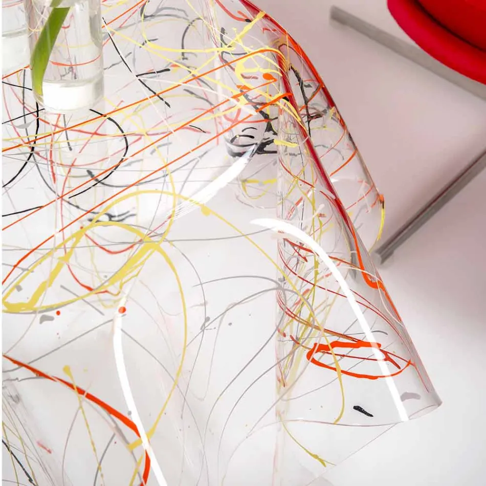 Tavolino moderno in plexiglass multicolor made in Italy, Otto Viadurini
