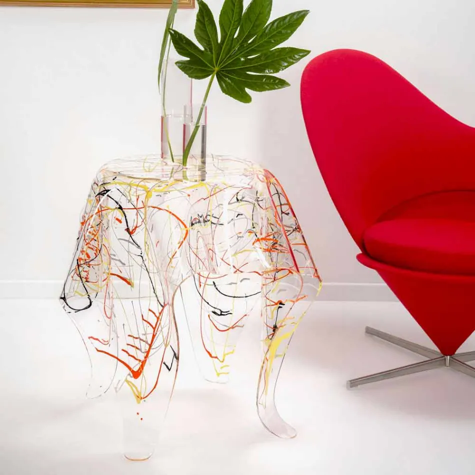 Tavolino moderno in plexiglass multicolor made in Italy, Otto Viadurini